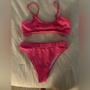 Pink Ribbed Bikini Set